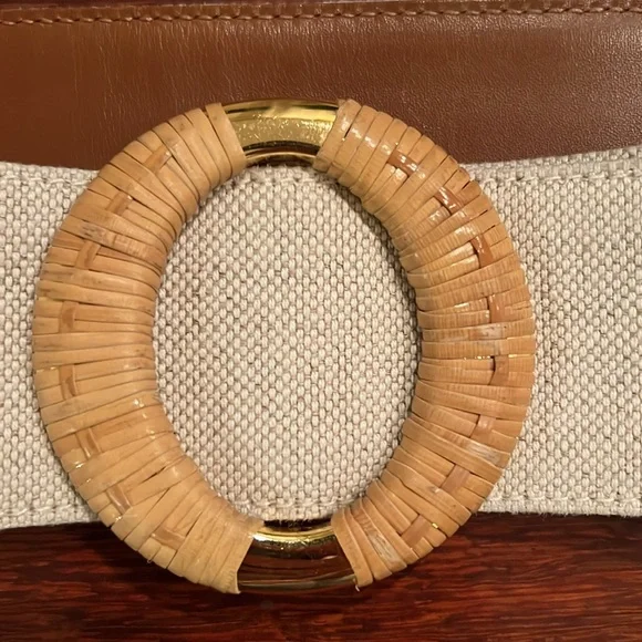 Gucci vintage beige canvas and brown leather basket weave buckle - Picture 2 of 7